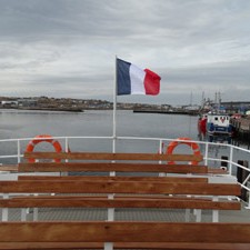 Benches on the deck of the Jeune France ship